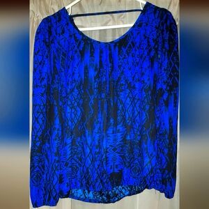Blue and black dress top with low back